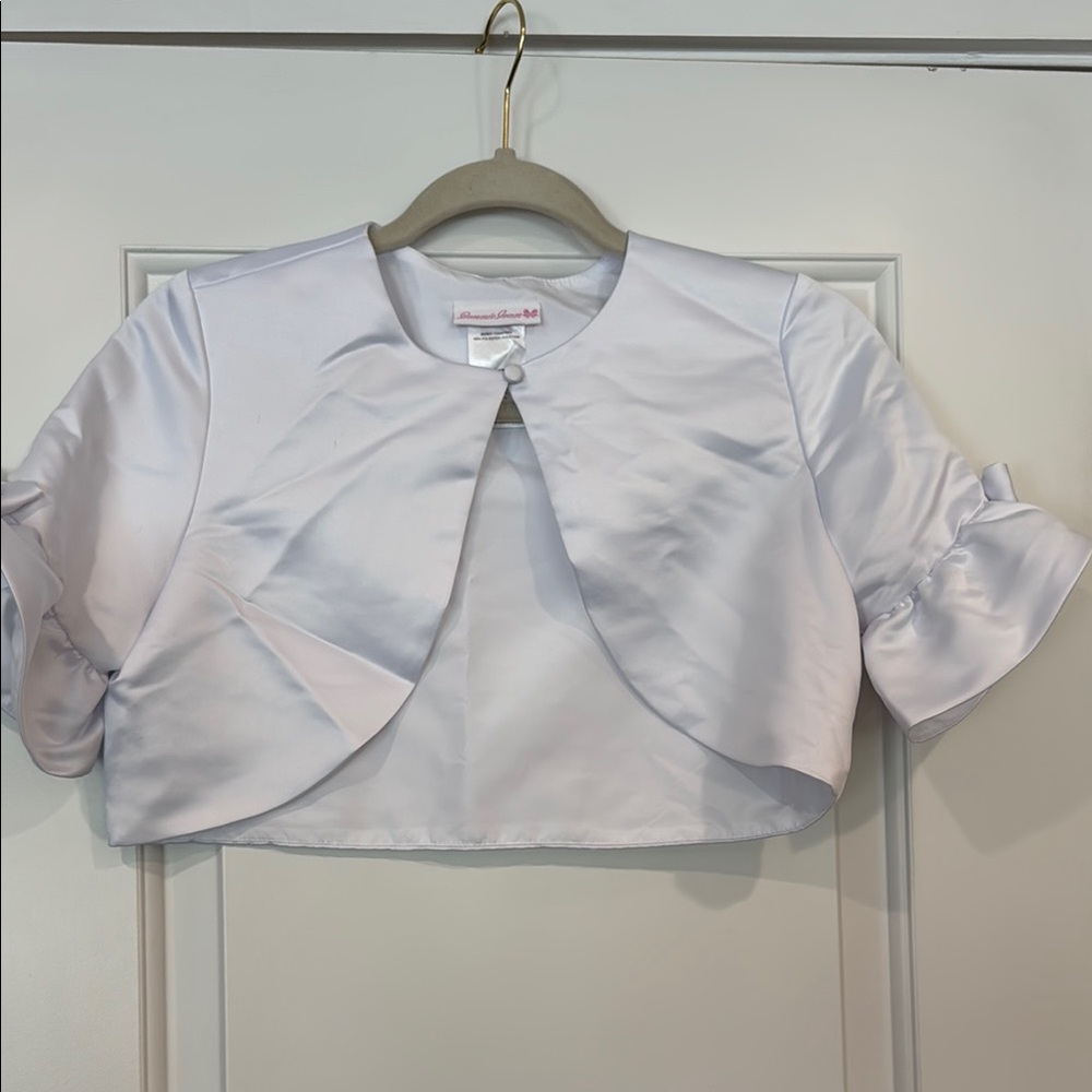 Elegant White Satin Bolero Jacket